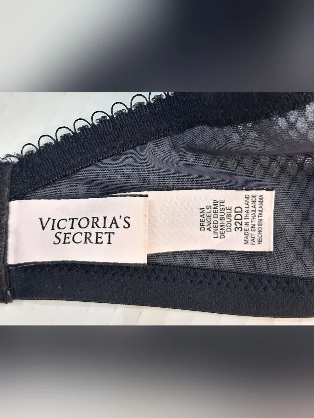Victoria's Secret Black Nude Dream Angels Lined Demi Bra 32DD